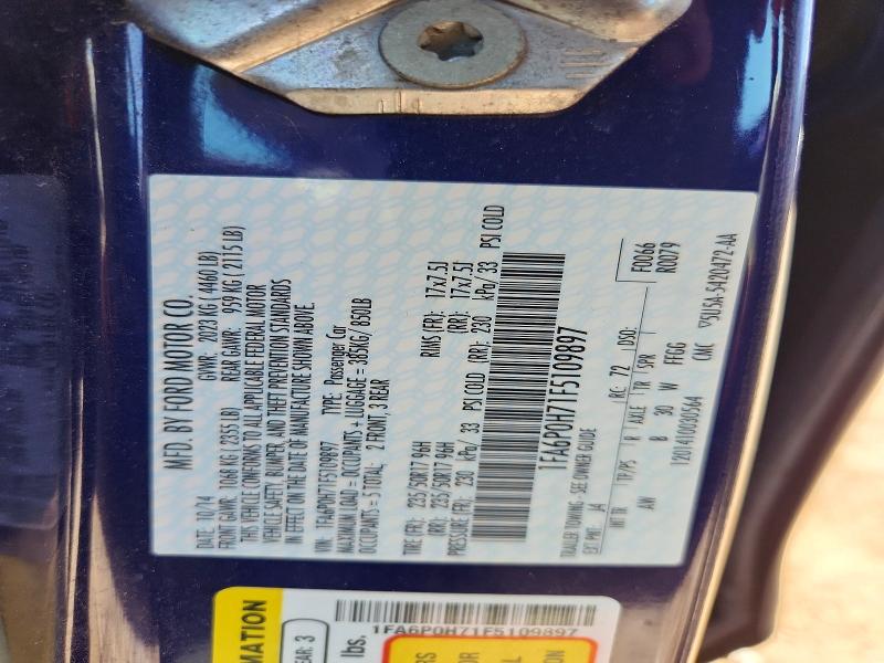 Продаж на аукціоні авто 2015 Ford Fusion, vin: 1FA6P0H71F5109897, номер лоту: 58999956
