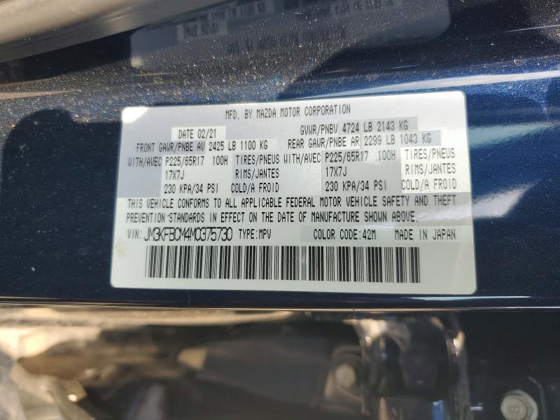 60867036 :رقم المزاد ، JM3KFBCM4M0375730 vin ، 2021 Mazda Cx-5 مزاد بيع
