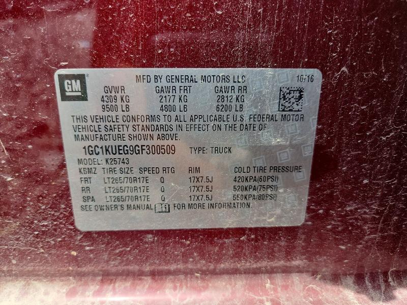 Aukcja sprzedaży 2016 Chevrolet Silverado, vin: 1GC1KUEG9GF300509, numer aukcji: 85619265