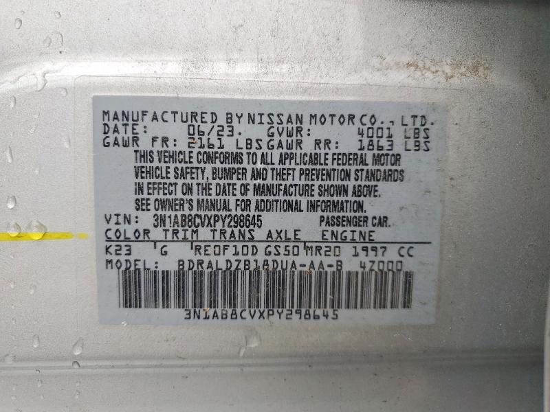 Продаж на аукціоні авто 2023 Nissan Sentra, vin: 3N1AB8CVXPY298645, номер лоту: 59029826