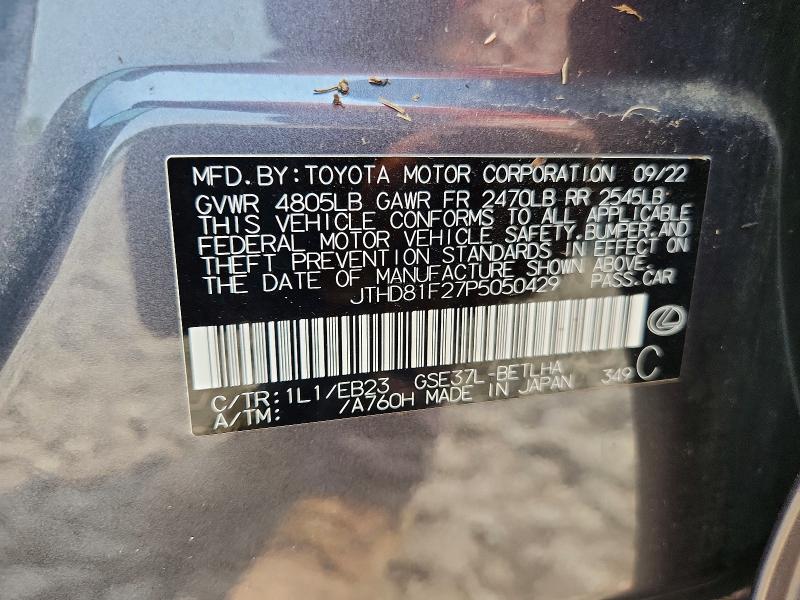 Aukcja sprzedaży 2023 Lexus Is, vin: JTHD81F27P5050429, numer aukcji: 61157916