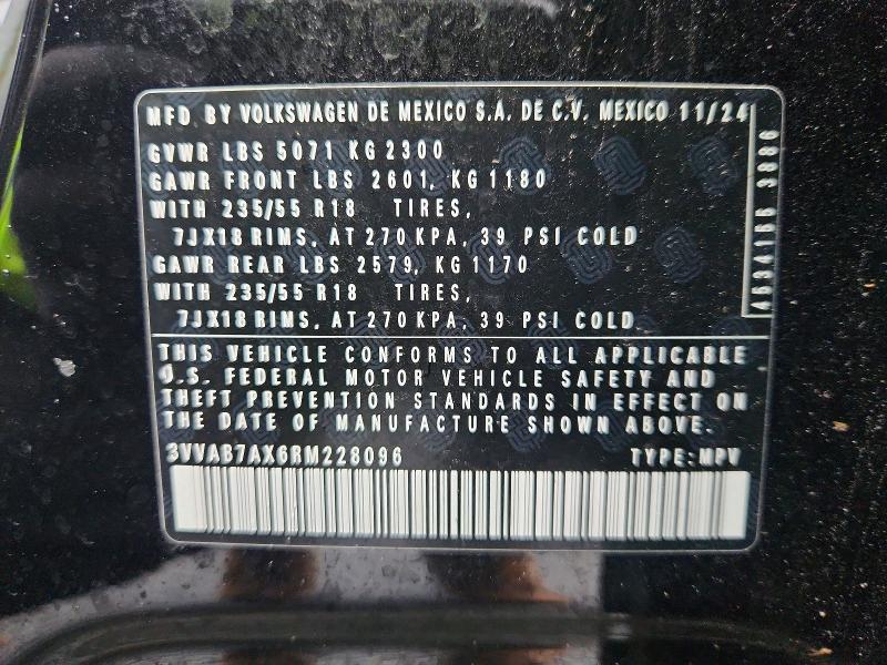 2024 Volkswagen Tiguan მანქანა იყიდება აუქციონზე, vin: 3VVAB7AX6RM228096, აუქციონის ნომერი: 85460935