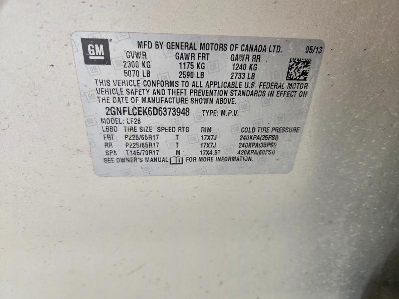 Продаж на аукціоні авто 2013 Chevrolet Equinox, vin: 2GNFLCEK6D6373948, номер лоту: 60643976