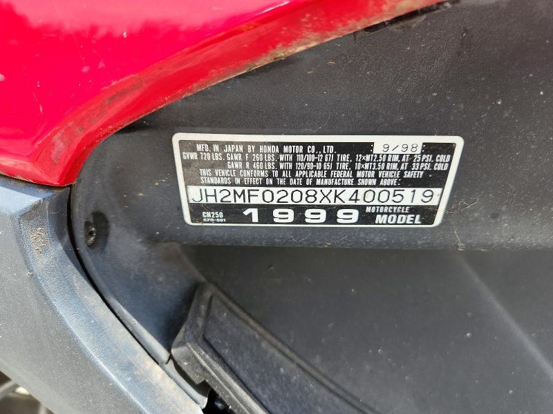 Aukcja sprzedaży 1999 Honda Cn250, vin: JH2MF0208XK400519, numer aukcji: 61593246