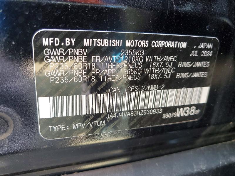 Продажа на аукционе авто 2024 Mitsubishi Outlander, vin: JA4J4VA83RZ630933, номер лота: 60847246