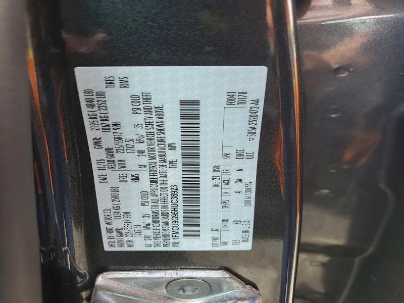 62875426 :رقم المزاد ، 1FMCU9G95HUC38923 vin ، 2017 Ford Escape مزاد بيع