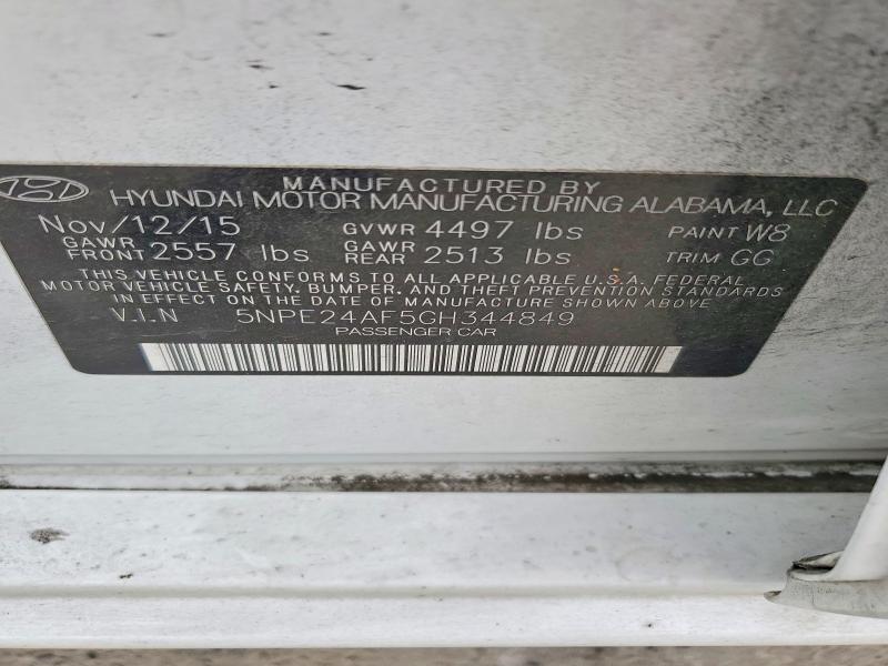 Продаж на аукціоні авто 2016 Hyundai Sonata, vin: 5NPE24AF5GH344849, номер лоту: 60993636