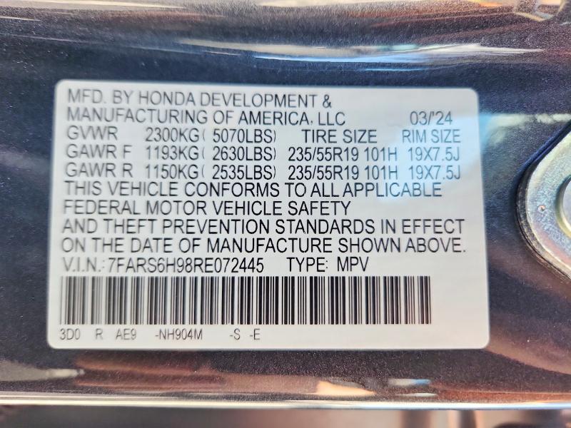 Продаж на аукціоні авто 2024 Honda Cr-v, vin: 7FARS6H98RE072445, номер лоту: 61403946