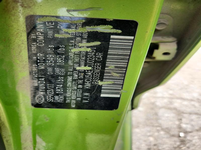 Продажа на аукционе авто 2012 Hyundai Accent, vin: KMHCU5AE1CU023451, номер лота: 61811826