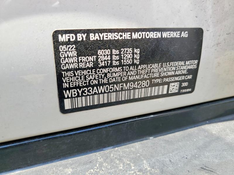 59316086 :رقم المزاد ، WBY33AW05NFM94280 vin ، 2022 Bmw 1100 مزاد بيع