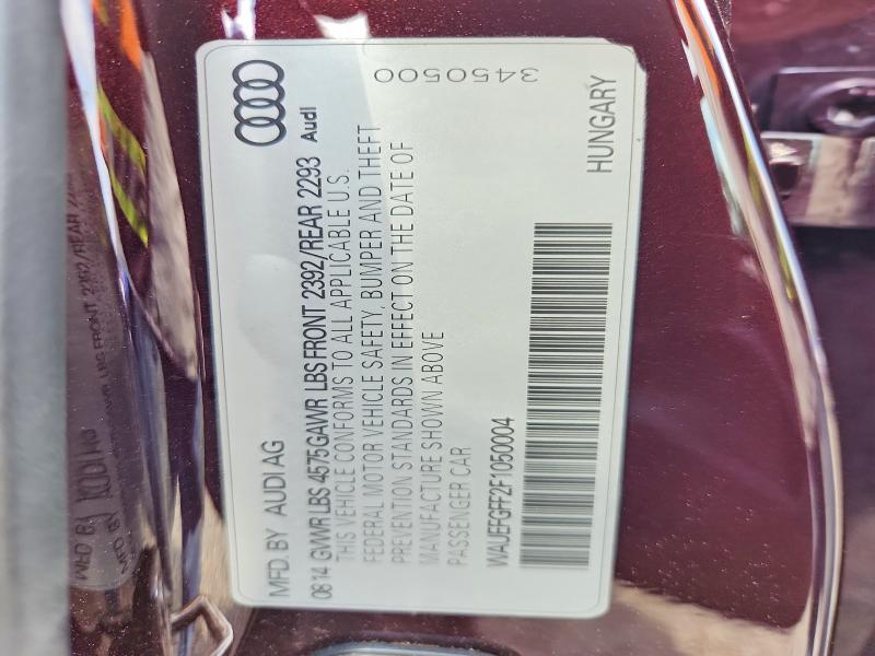 62106156 :رقم المزاد ، WAUEFGFF2F1050004 vin ، 2015 Audi A3 مزاد بيع