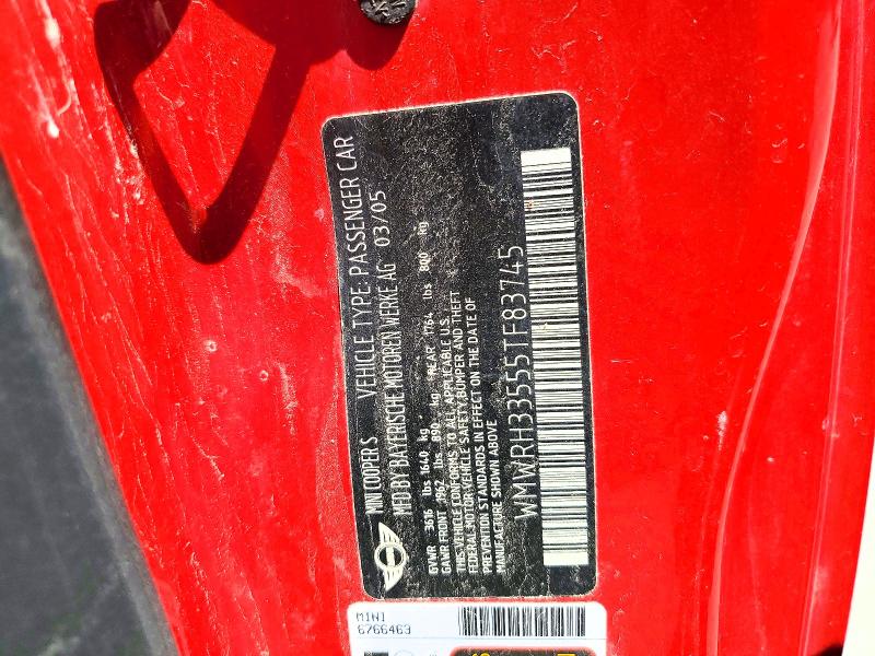 Продажа на аукционе авто 2005 Mini Cooper, vin: WMWRH33555TF83745, номер лота: 60085426