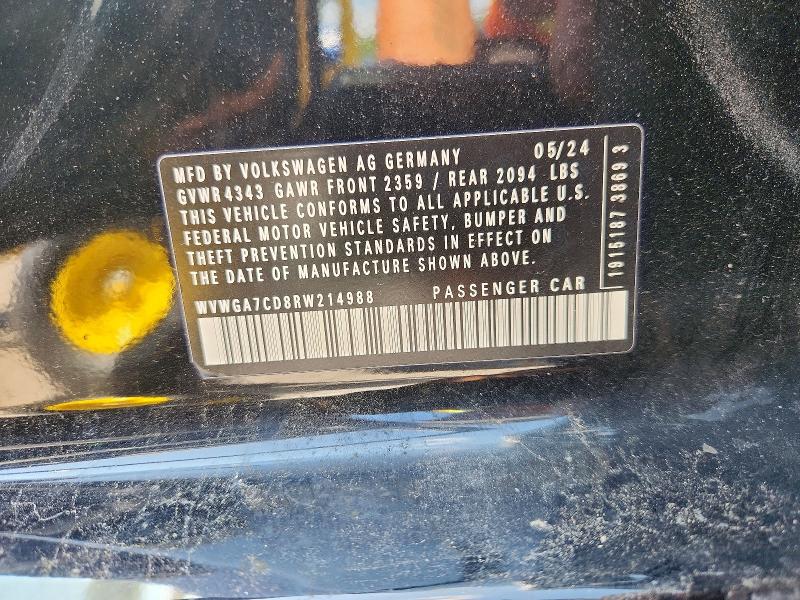 Aukcja sprzedaży 2024 Volkswagen Gti, vin: WVWGA7CD8RW214988, numer aukcji: 62259226