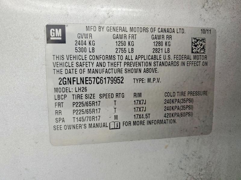 2012 Chevrolet Equinox მანქანა იყიდება აუქციონზე, vin: 2GNFLNE57C6179952, აუქციონის ნომერი: 61323156