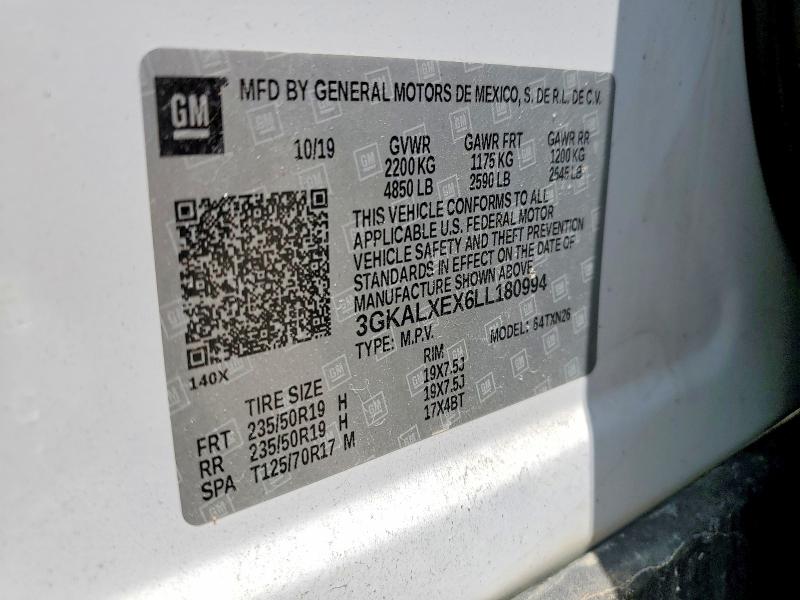 62033006 :رقم المزاد ، 3GKALXEX6LL180994 vin ، 2020 Gmc Terrain مزاد بيع