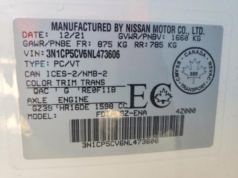 Продажа на аукционе авто 2022 Nissan Kicks, vin: 3N1CP5CV6NL473606, номер лота: 60399606