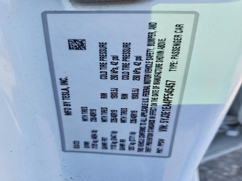 61638886 :رقم المزاد ، 5YJ3E1EA4PF545457 vin ، 2023 Tesla Model 3 مزاد بيع