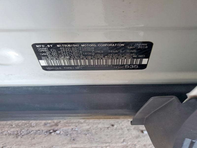2018 Mitsubishi Eclipse Cross მანქანა იყიდება აუქციონზე, vin: JA4AT3AA9JZ069975, აუქციონის ნომერი: 62518846