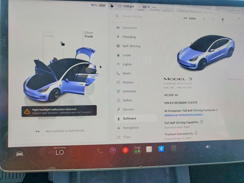 Aukcja sprzedaży 2022 Tesla Model 3, vin: 5YJ3E1EB9NF325978, numer aukcji: 62959486