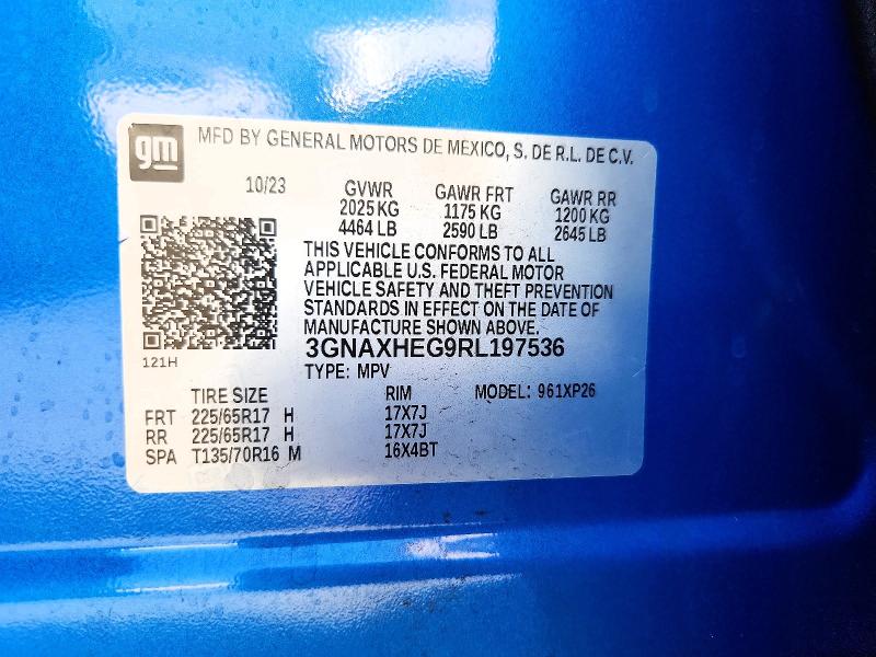 Продаж на аукціоні авто 2024 Chevrolet Equinox, vin: 3GNAXHEG9RL197536, номер лоту: 62266596