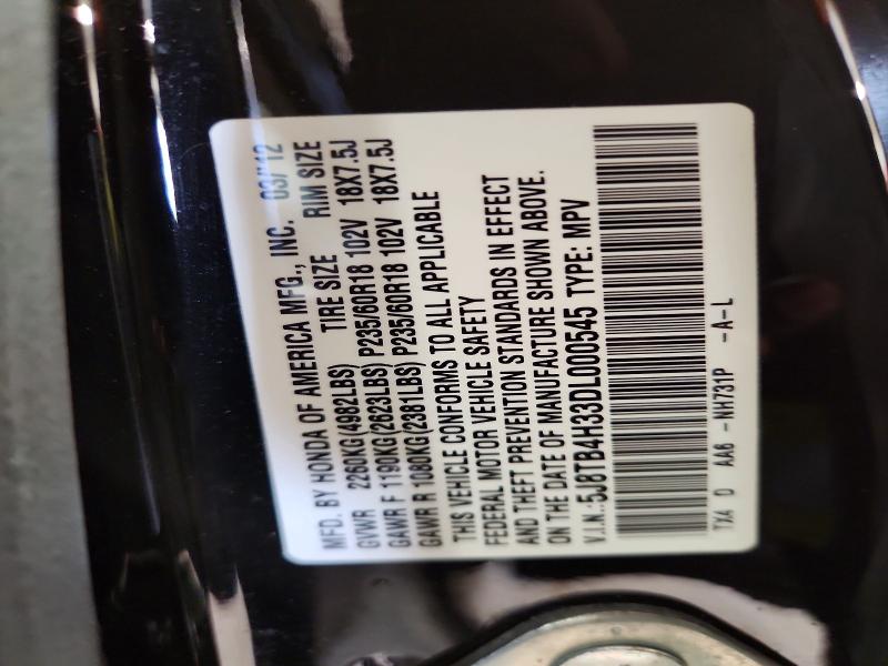 63322106 :رقم المزاد ، 5J8TB4H33DL000545 vin ، 2013 Acura Rdx مزاد بيع