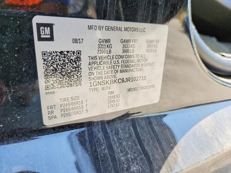 Продажа на аукционе авто 2018 Chevrolet Tahoe, vin: 1GNSKBKC9JR102715, номер лота: 62869116