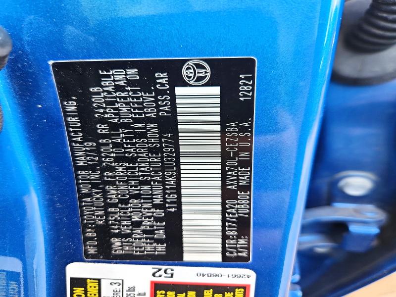 2020 Toyota Camry მანქანა იყიდება აუქციონზე, vin: 4T1G11AK9LU329774, აუქციონის ნომერი: 62157646