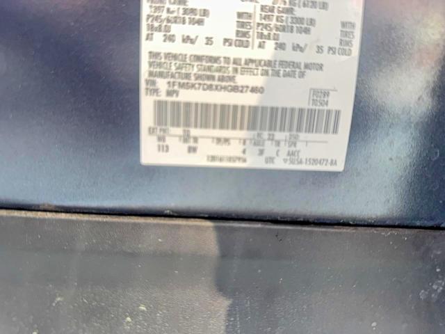 62437566 :رقم المزاد ، 1FM5K7D8XHGB27460 vin ، 2017 Ford Explorer مزاد بيع