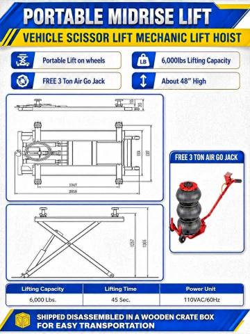 2026 Others 2026 Portable Scissor Car Lift მანქანა იყიდება აუქციონზე, vin: 3811020, აუქციონის ნომერი: 60804466
