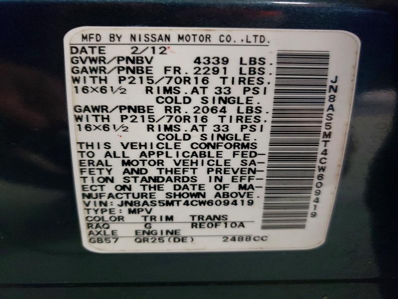 Продаж на аукціоні авто 2012 Nissan Rogue, vin: JN8AS5MT4CW609419, номер лоту: 60942856