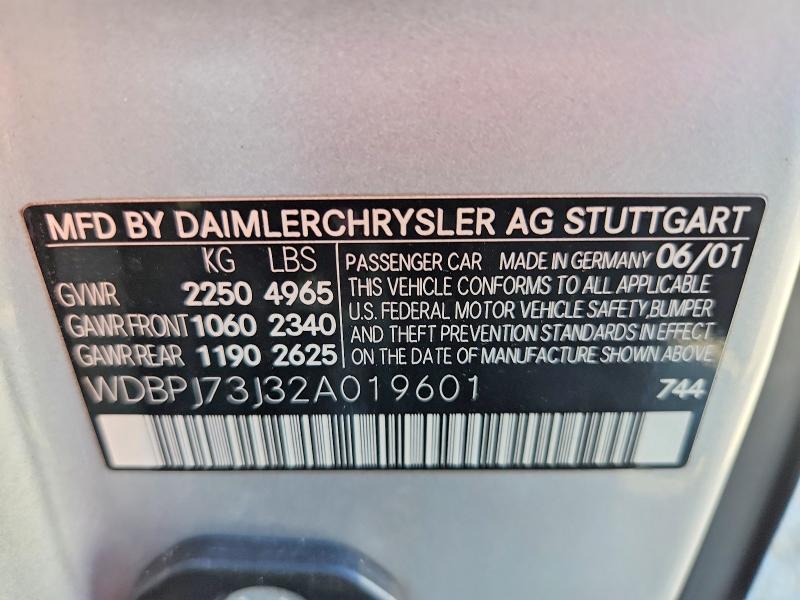 2002 Mercedes-benz Cl-class მანქანა იყიდება აუქციონზე, vin: WDBPJ73J32A019601, აუქციონის ნომერი: 61673946