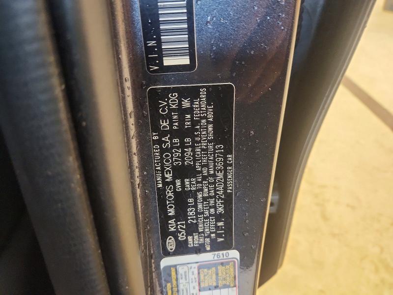Aukcja sprzedaży 2021 Kia Forte, vin: 3KPF24AD2ME369713, numer aukcji: 63210146