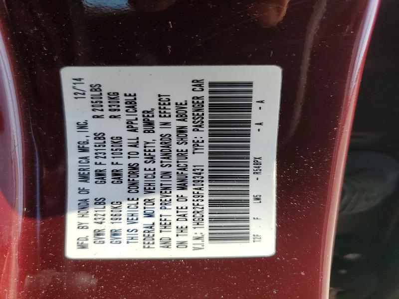 Продаж на аукціоні авто 2015 Honda Accord, vin: 1HGCR2F59FA093431, номер лоту: 63274746