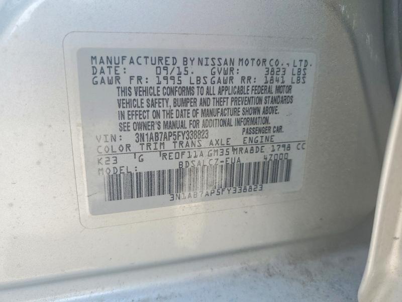 59810936 :رقم المزاد ، 3N1AB7AP5FY338823 vin ، 2015 Nissan Sentra مزاد بيع