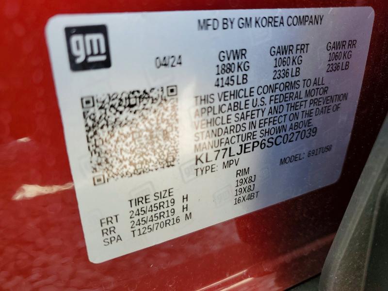 Aukcja sprzedaży 2025 Chevrolet Trax, vin: KL77LJEP6SC027039, numer aukcji: 61546866