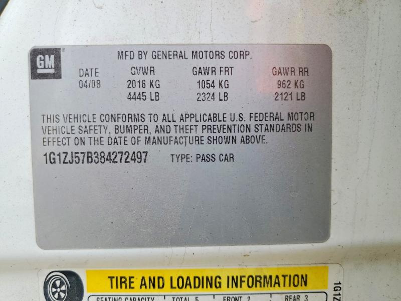 2008 Chevrolet Malibu მანქანა იყიდება აუქციონზე, vin: 1G1ZJ57B384272497, აუქციონის ნომერი: 85620515