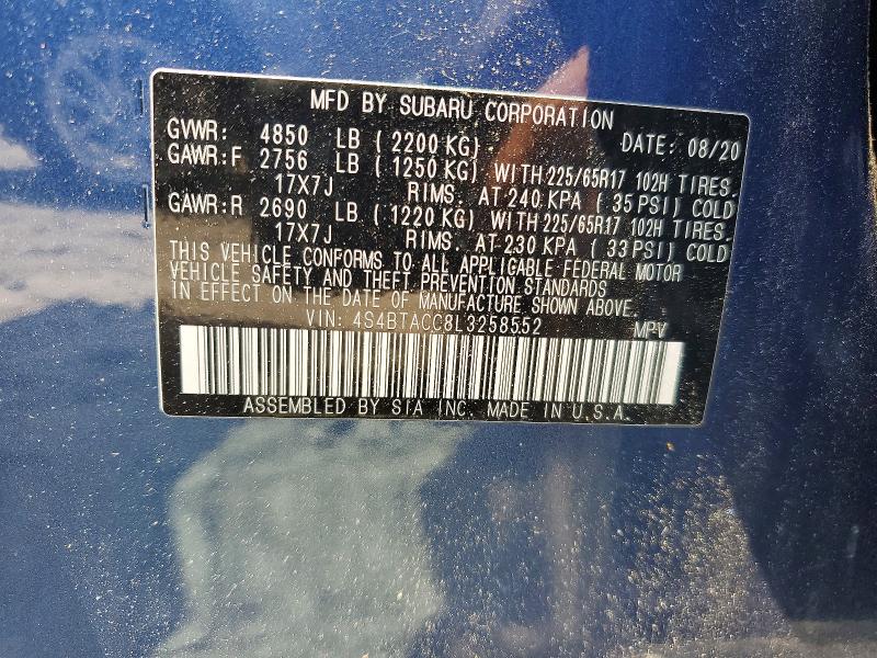 Aukcja sprzedaży 2020 Subaru Outback, vin: 4S4BTACC8L3258552, numer aukcji: 60217856