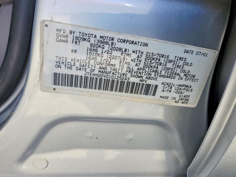 Продаж на аукціоні авто 2001 Toyota Rav4, vin: JTEHH20V210125243, номер лоту: 59652096