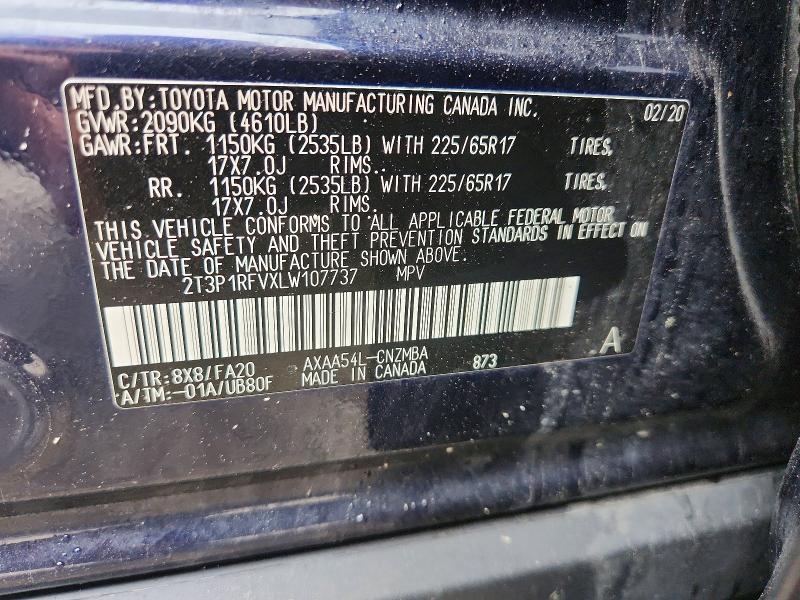 Продажа на аукционе авто 2020 Toyota Rav4, vin: 2T3P1RFVXLW107737, номер лота: 59917686