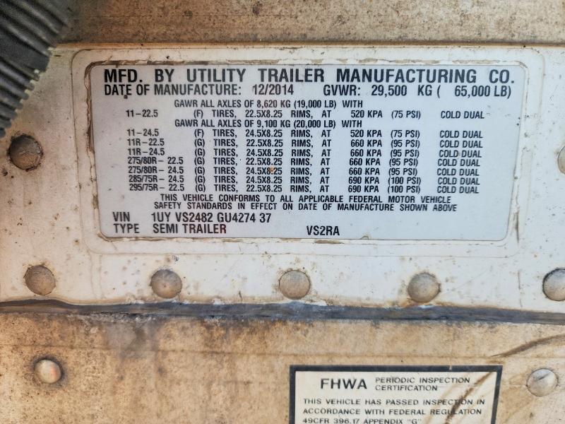 Aukcja sprzedaży 2016 Utility Trailer Vsra Reefe, vin: 1UYVS2482GU427437, numer aukcji: 62644126