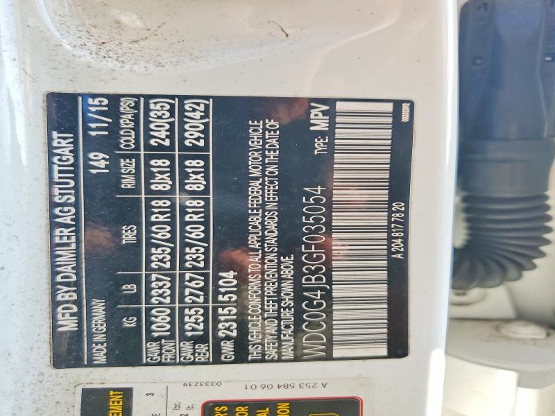 Aukcja sprzedaży 2016 Mercedes-benz Glc, vin: WDC0G4JB3GF035054, numer aukcji: 61143806