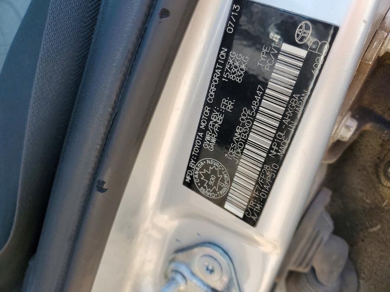 2013 Toyota Prius C მანქანა იყიდება აუქციონზე, vin: JTDKDTB3XD1548447, აუქციონის ნომერი: 60878646