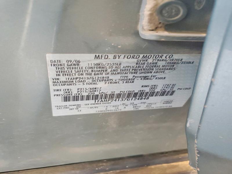 62309786 :رقم المزاد ، 1FAHP24137G124848 vin ، 2007 Ford Five Hundred مزاد بيع