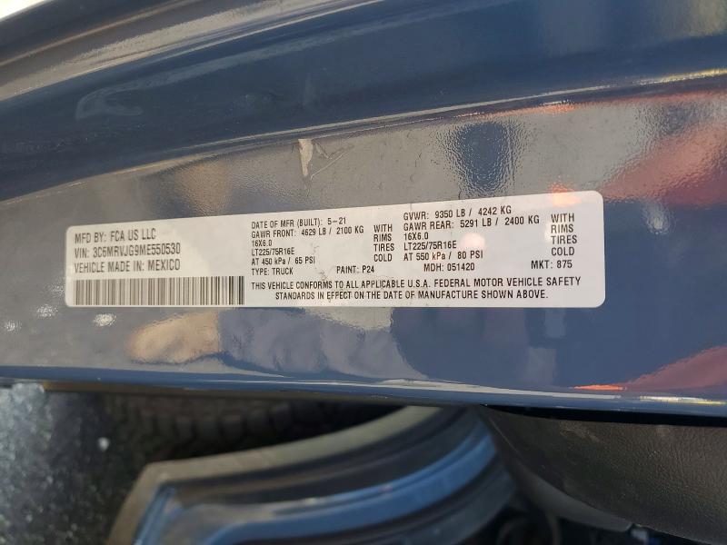Aukcja sprzedaży 2021 Ram Promaster 3500, vin: 3C6MRVJG9ME550530, numer aukcji: 61597806