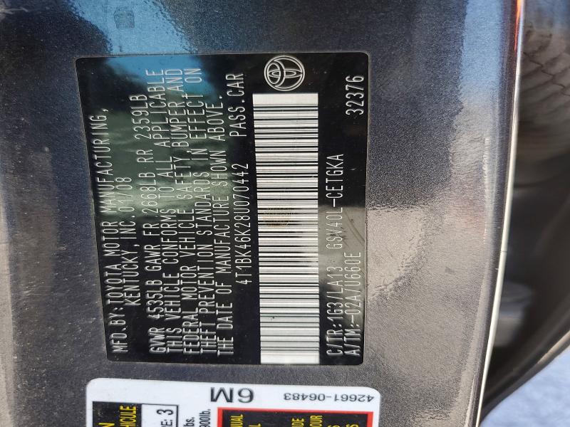 Продаж на аукціоні авто 2008 Toyota Camry, vin: 4T1BK46K28U070442, номер лоту: 59381156