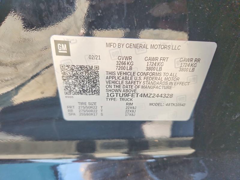 60899076 :رقم المزاد ، 1GTU9FET4MZ244328 vin ، 2021 Gmc Sierra مزاد بيع