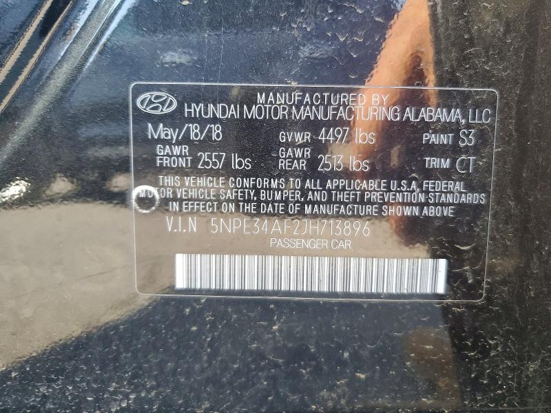 61080086 :رقم المزاد ، 5NPE34AF2JH713896 vin ، 2018 Hyundai Sonata مزاد بيع