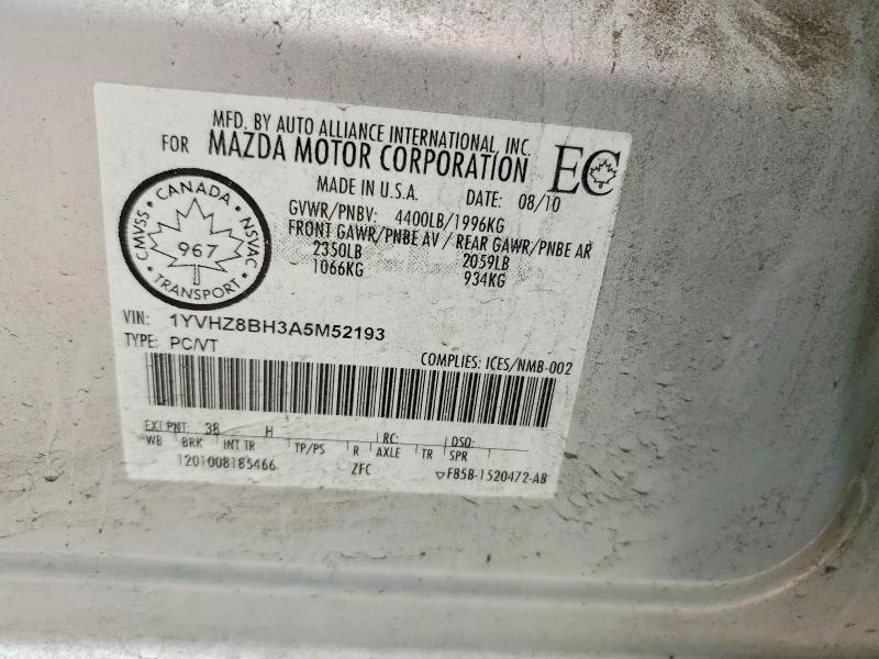 Продаж на аукціоні авто 2010 Mazda 6, vin: 1YVHZ8BH3A5M52193, номер лоту: 61149696