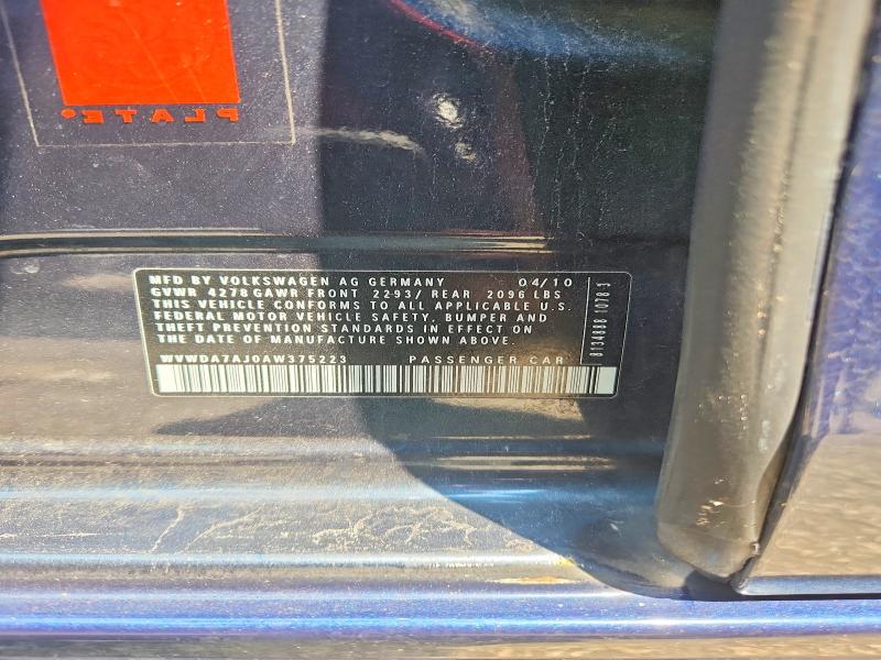 Aukcja sprzedaży 2010 Volkswagen Golf, vin: WVWDA7AJ0AW375223, numer aukcji: 63160046