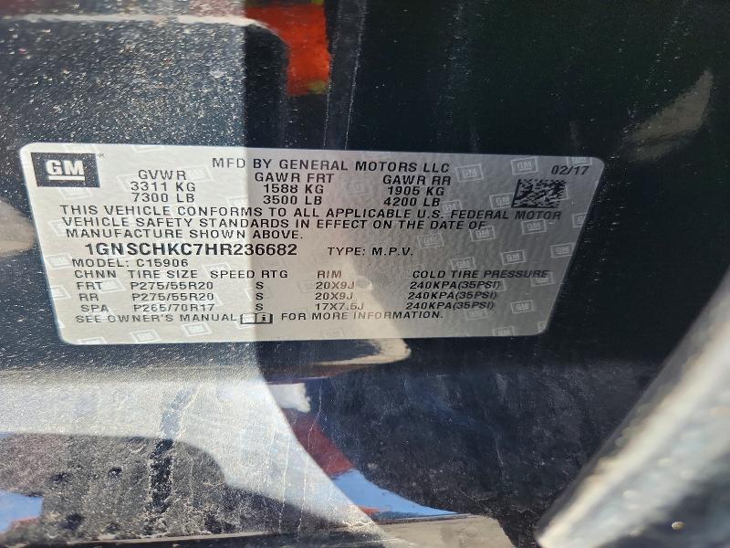63209886 :رقم المزاد ، 1GNSCHKC7HR236682 vin ، 2017 Chevrolet Suburban مزاد بيع